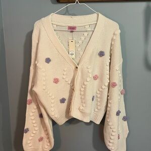 Francesca’s Cream Cardigan with Pastel Floral Details